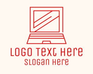 Red Laptop Outline Logo