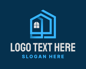 Interior Design - Blue Residential House logo design