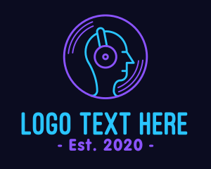 Music Streaming - Neon Music DJ logo design
