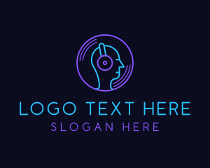 Person - Neon Music Disc Jockey logo design