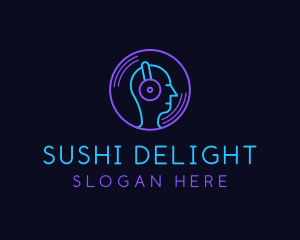 Neon Music Disc Jockey logo design