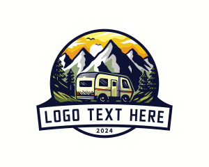 Camper Van - Mountain Travel Camper logo design