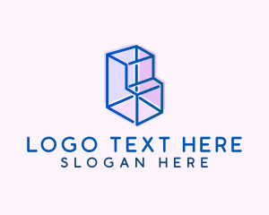 Line - Geometric Tetris Block Letter B logo design