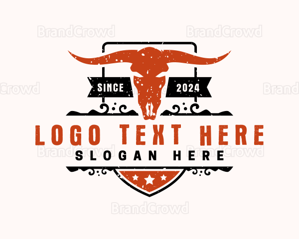 Bull Skull Western Logo