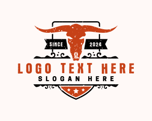 Steak - Bull Skull Western logo design