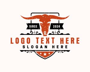 Bull Skull Western Logo