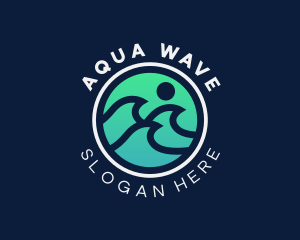 Surfing Ocean Wave logo design