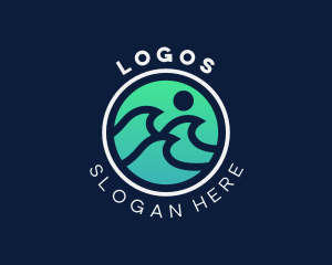 Vacation - Surfing Ocean Wave logo design