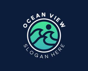 Surfing Ocean Wave logo design