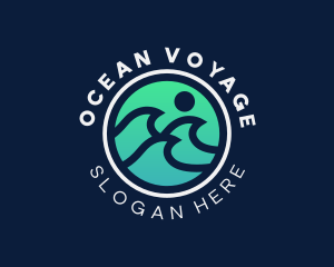 Surfing Ocean Wave logo design