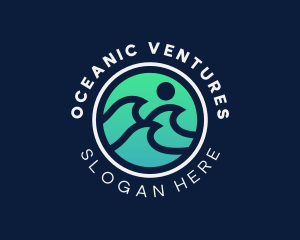 Surfing Ocean Wave logo design