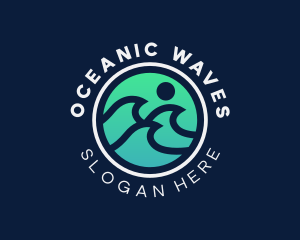 Surfing Ocean Wave logo design