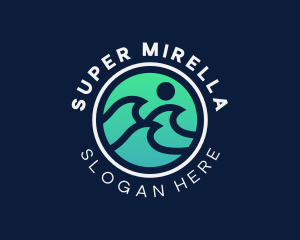 Minimalist - Surfing Ocean Wave logo design
