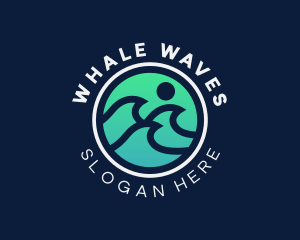 Surfing Ocean Wave logo design