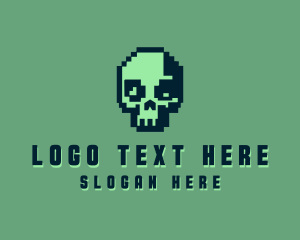 Retro Pixel Skull logo design