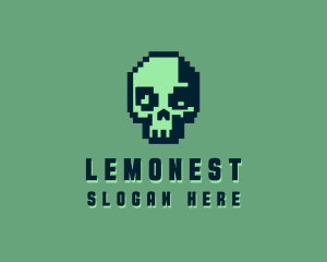 Retro Pixel Skull Logo