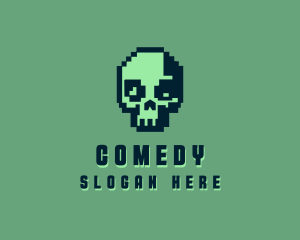 Retro Pixel Skull Logo