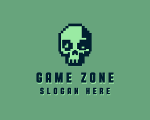 Retro Pixel Skull logo design