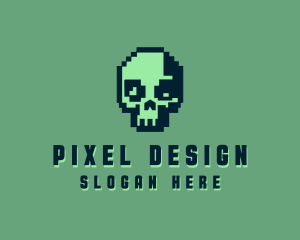 Retro Pixel Skull logo design