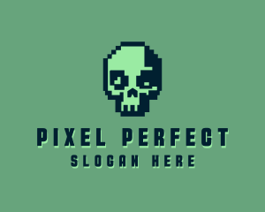 Retro Pixel Skull logo design