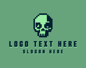 Pixel - Retro Pixel Skull logo design