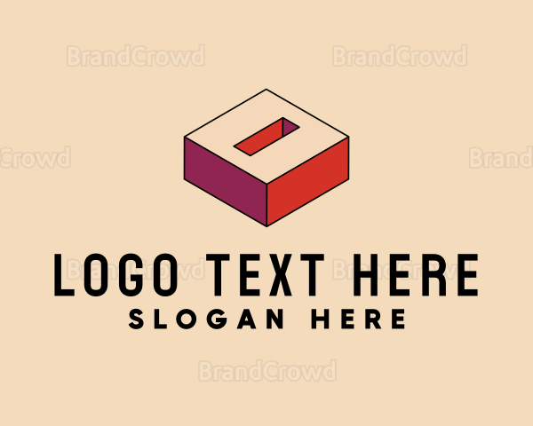 3D Pixel Letter O Logo