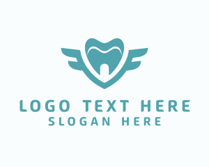 Dentist - Teal Tooth Wings logo design