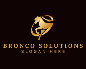 Bronco - Running Horse Equine logo design