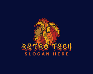 African Retro Lion logo design