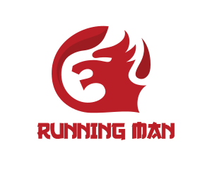 Oriental - Red Dragon Head logo design