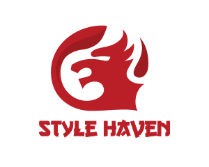 Dragon - Red Dragon Head logo design