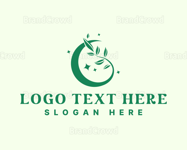 Natural Plant Crescent Moon Logo