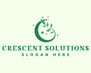 Natural Plant Crescent Moon logo design