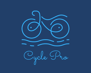 Cycling - Blue Aqua Water Bike logo design