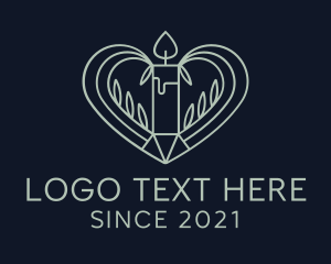 Monoline - Heart Candle Decor logo design