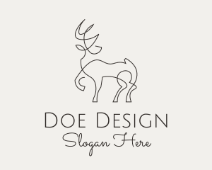 Doe - Reindeer Sketch Monoline logo design
