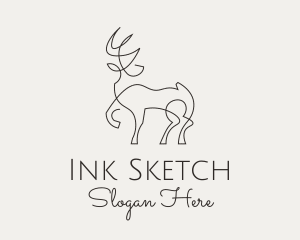 Reindeer Sketch Monoline logo design