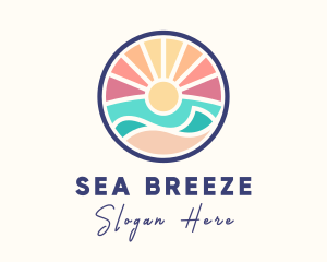 Coastline - Summer Sunset Island logo design