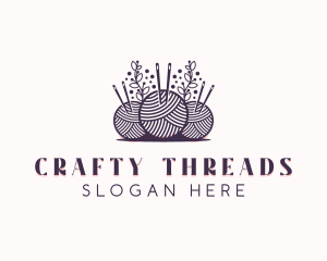 Yarn Ball Needle logo design