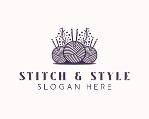 Yarn Ball Needle logo design