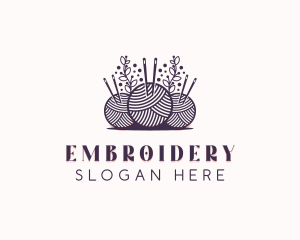 Yarn Ball Needle logo design