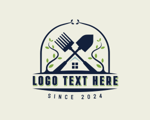 Lawn - Gardening Shovel Pitchfork logo design
