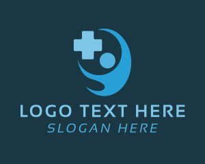 Blue Human Cross logo design