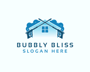 House Bubble Pressure Wash logo design