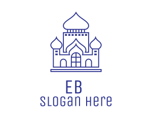 Blue Monoline Islamic Mosque Logo
