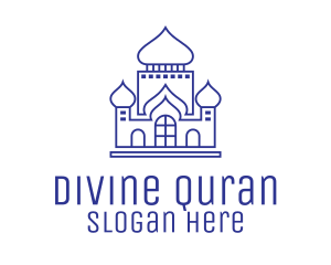 Quran - Blue Monoline Islamic Mosque logo design