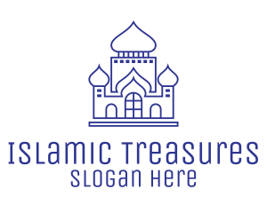 Islam - Blue Monoline Islamic Mosque logo design