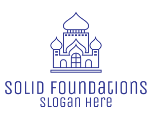 Eid - Blue Monoline Islamic Mosque logo design