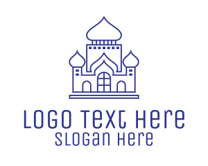 India - Blue Monoline Islamic Mosque logo design