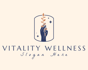 Wellness Leaf Hand  logo design